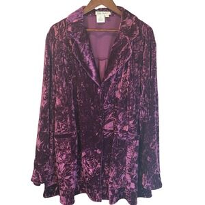 Ulla Popken Crushed Velvet A-line Button Up Shirt Size 28/30 US 24/26 PLUS Size